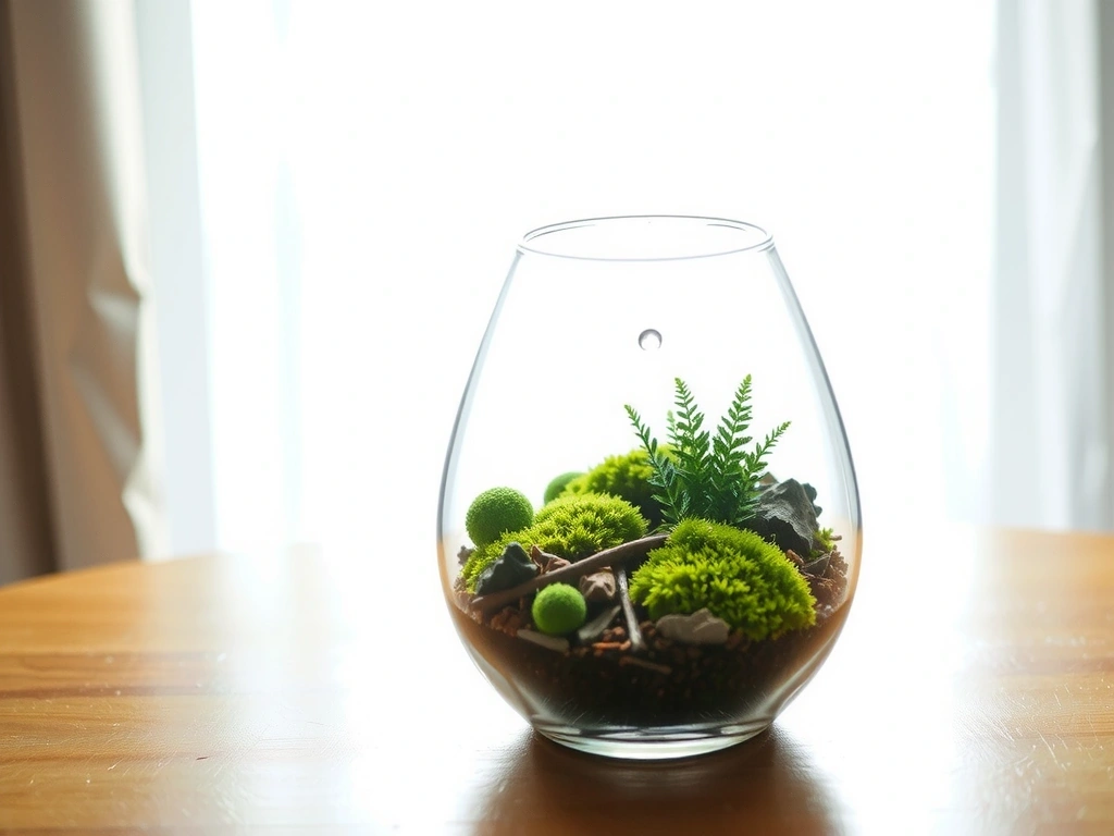 Ein Terrarium mit grüner Flora
